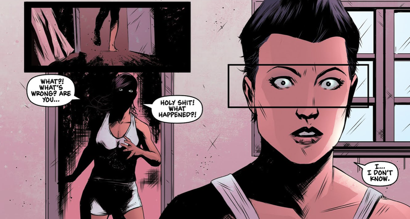 Michelle and Sam realizing that there might be something else lurking in their house.